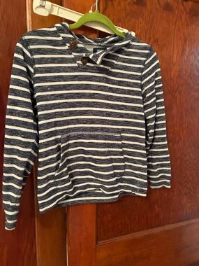 Univibe Navy & White Striped Knit Hoodie